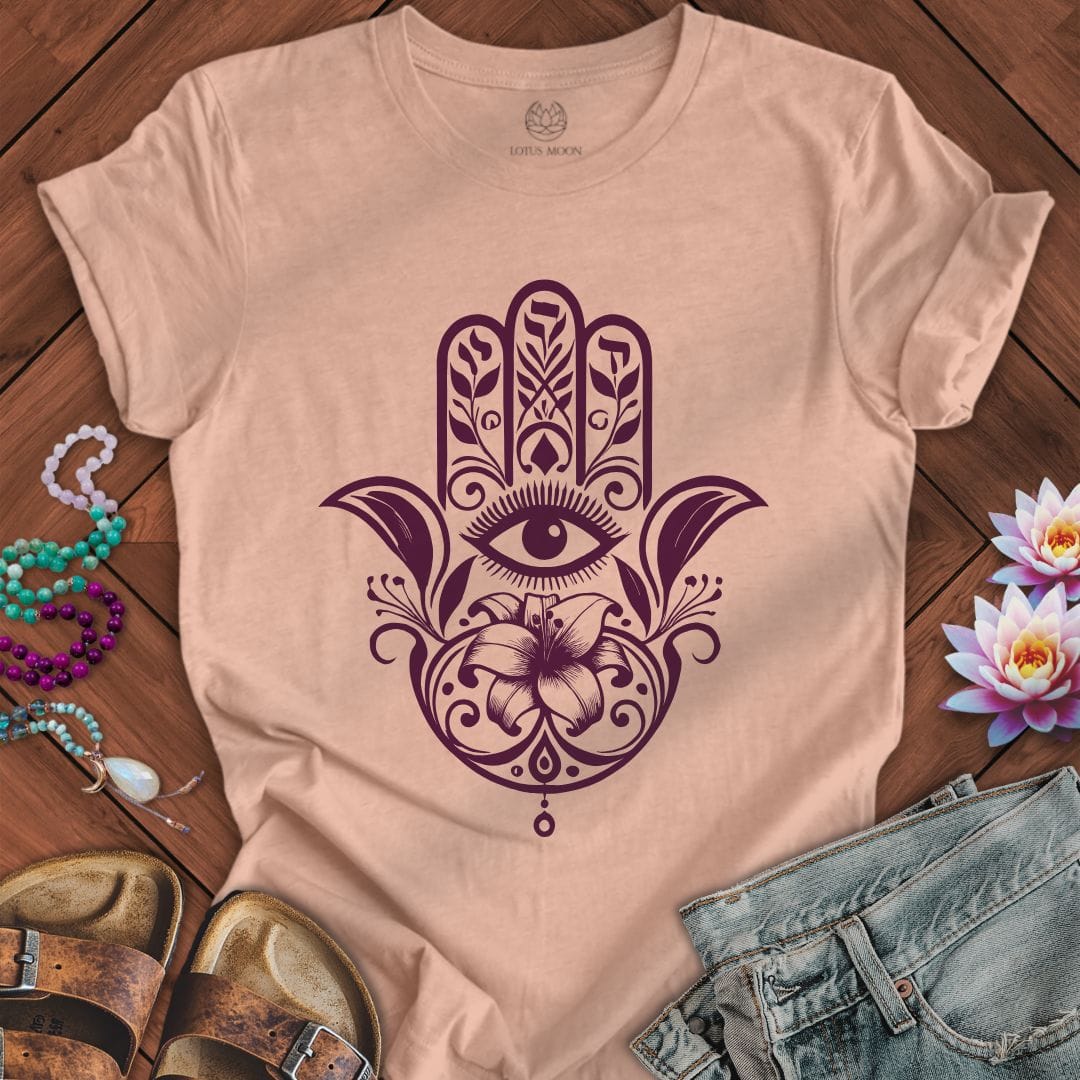 Floral Hamsa Tee Heather Prism Peach