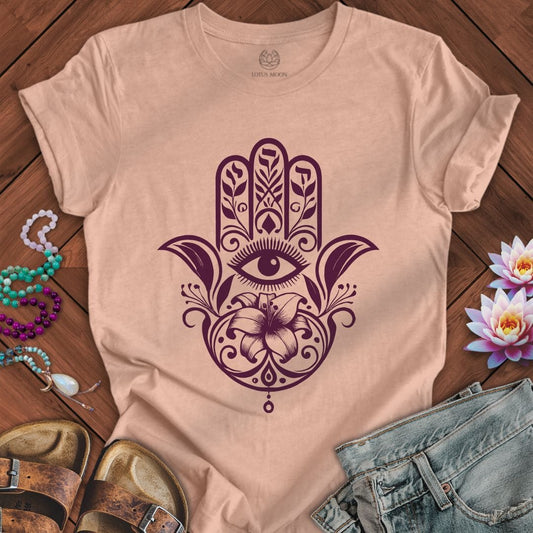 Floral Hamsa Tee Heather Prism Peach