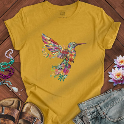 Floral Hummingbird Tee Heather Mustard