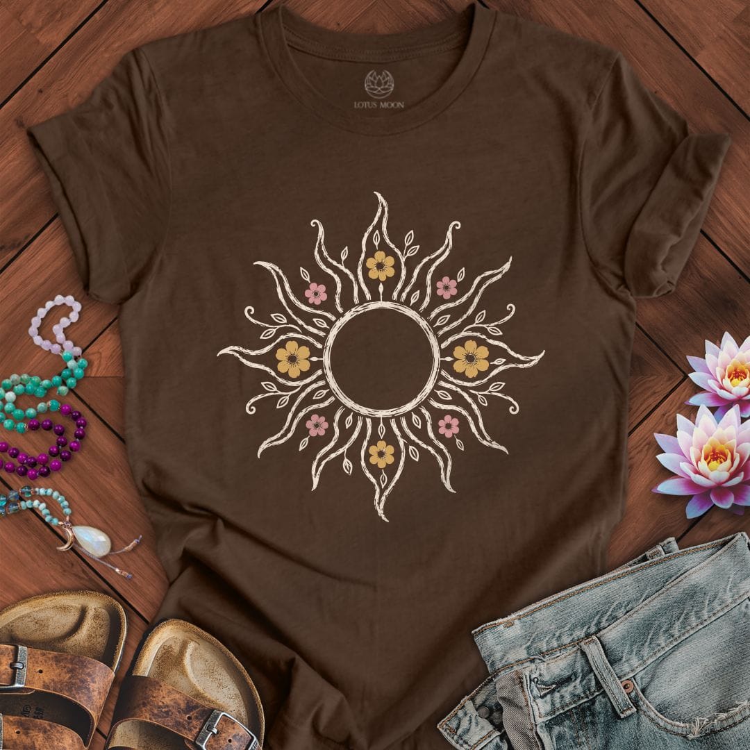 Printify T-Shirt Floral Sun Tee Heather Brown / S