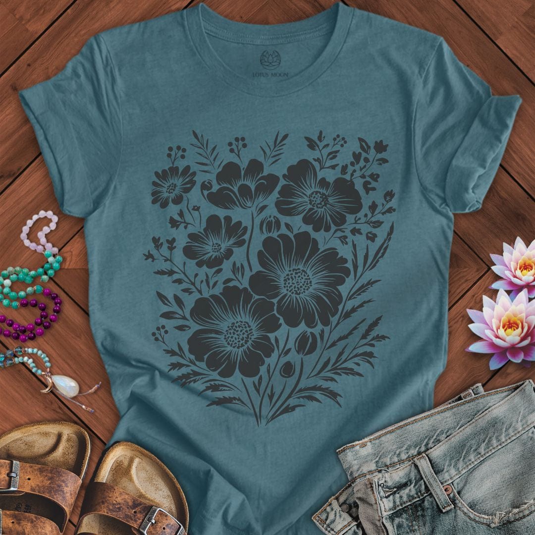 Floral Tee Heather Deep Teal