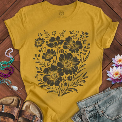 Floral Tee Heather Mustard
