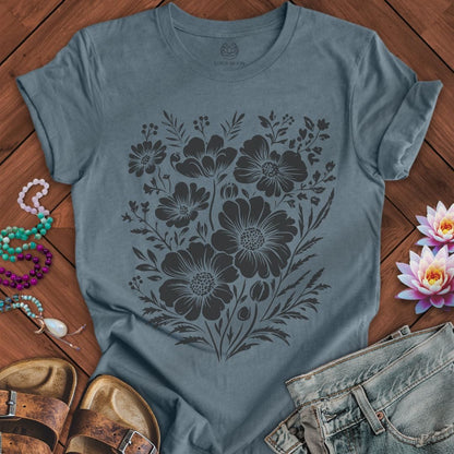 Floral Tee Heather Slate