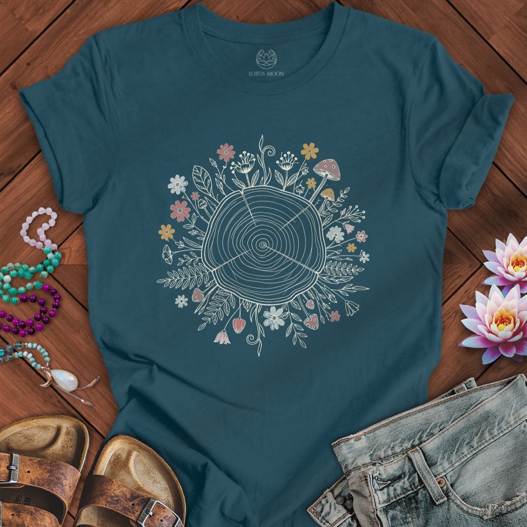 Printify T-Shirt Floral Tree Ring Tee Deep Teal / S