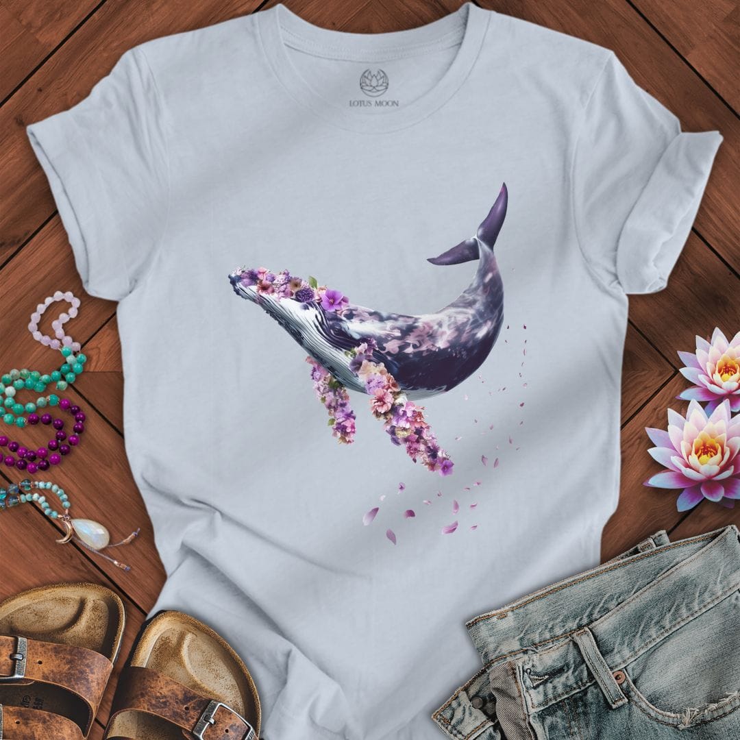 Printify T-Shirt Floral Whale Tee Light Blue / S