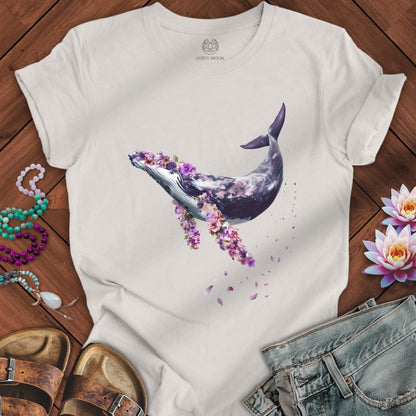 Printify T-Shirt Floral Whale Tee Vintage White / S