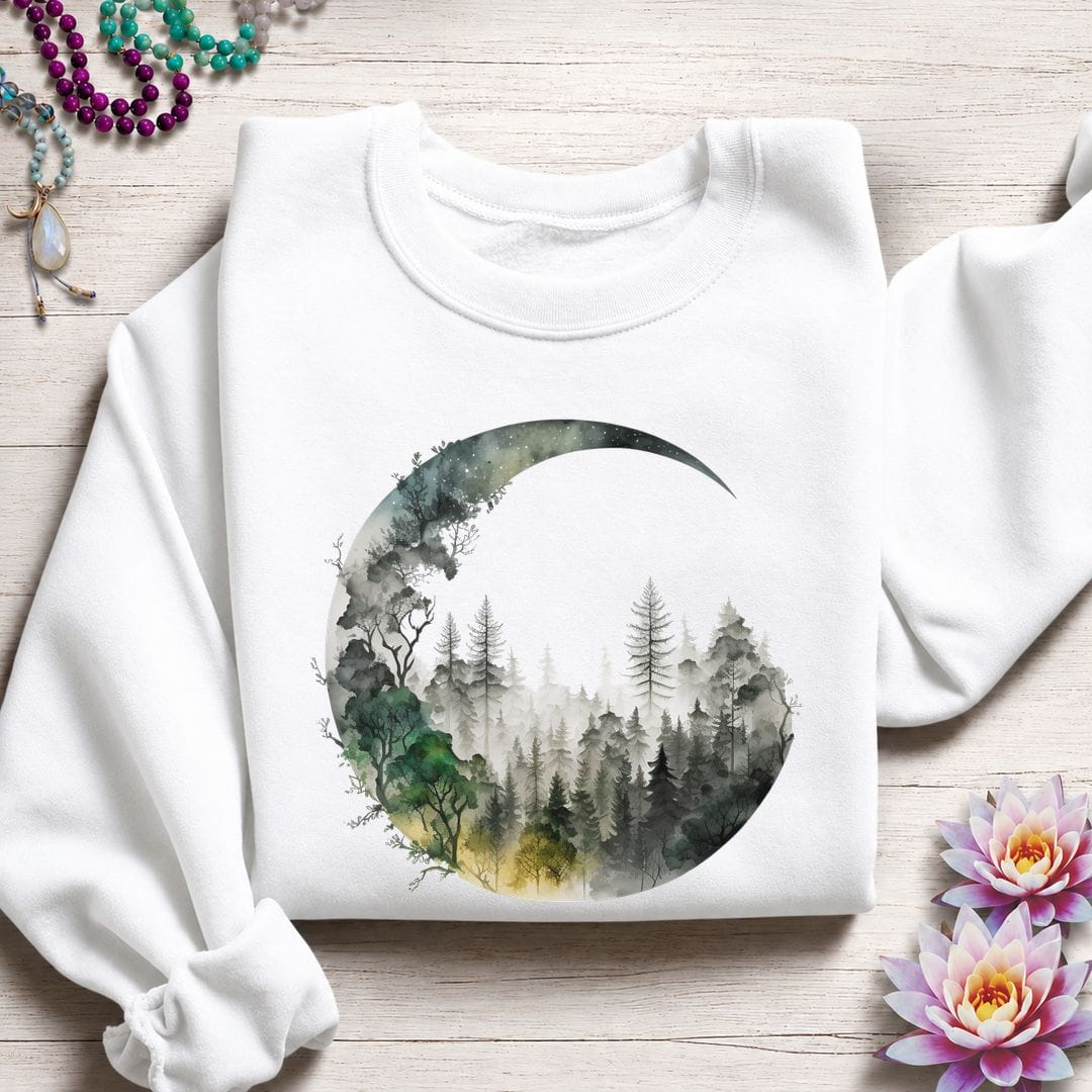 Printify Sweatshirt Forest Moon Sweatshirt S / White