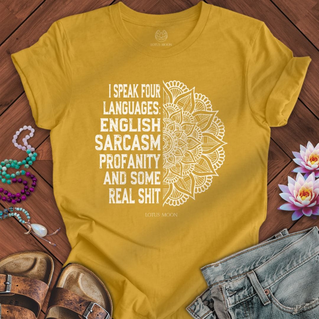 Four Languages Tee Heather Mustard
