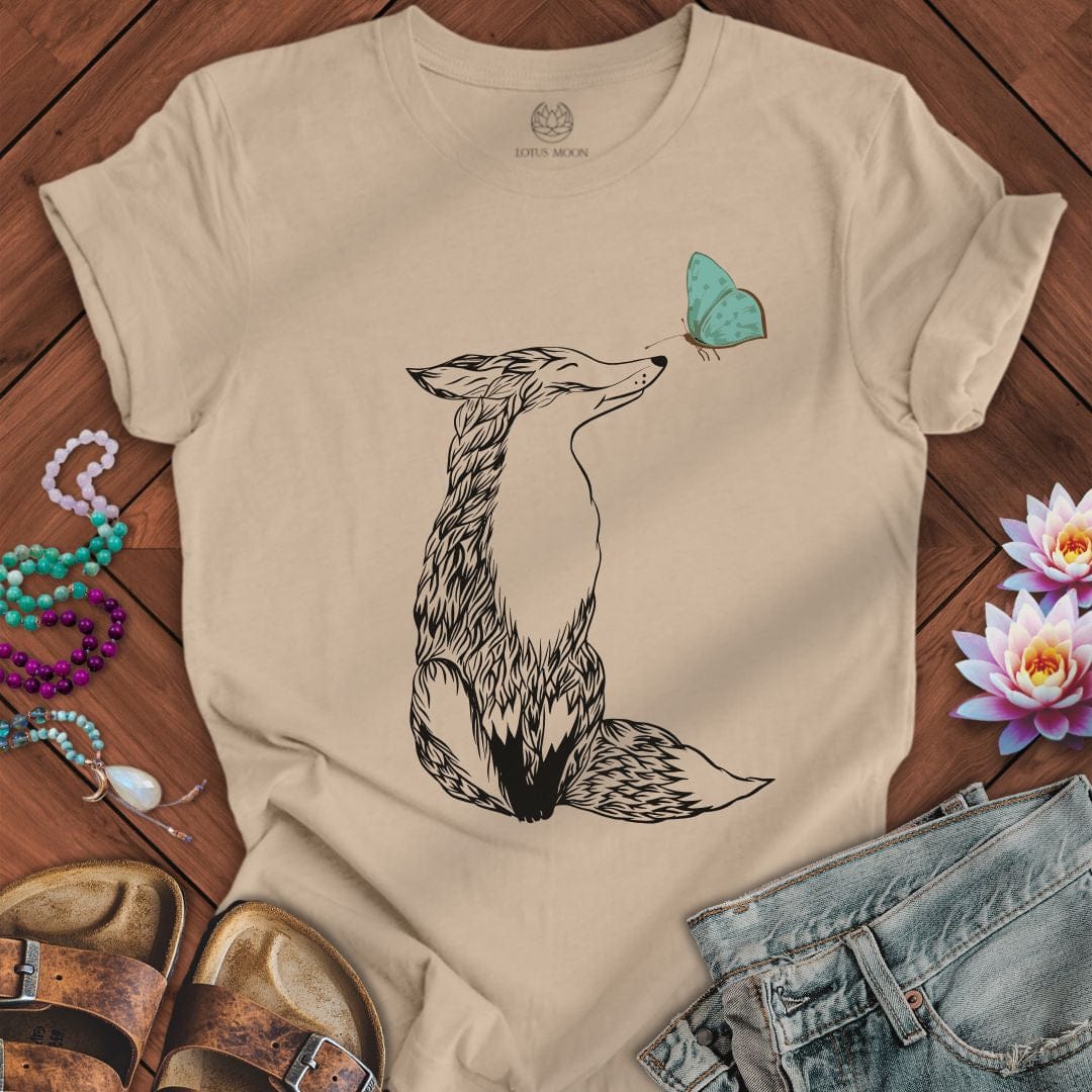 Fox and Butterfly Tee Tan
