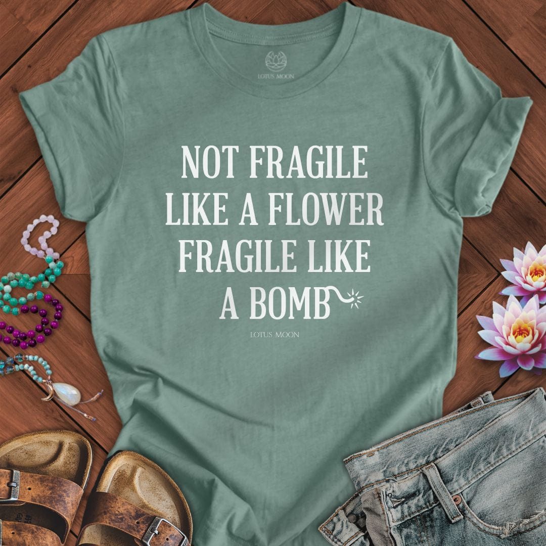 Fragile Tee Heather Dusty Blue