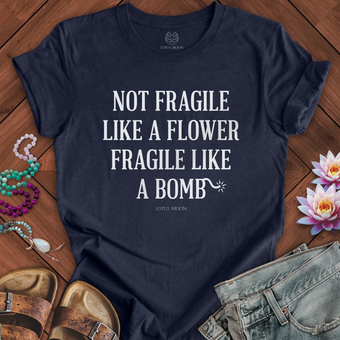 Fragile Tee Heather Midnight Navy