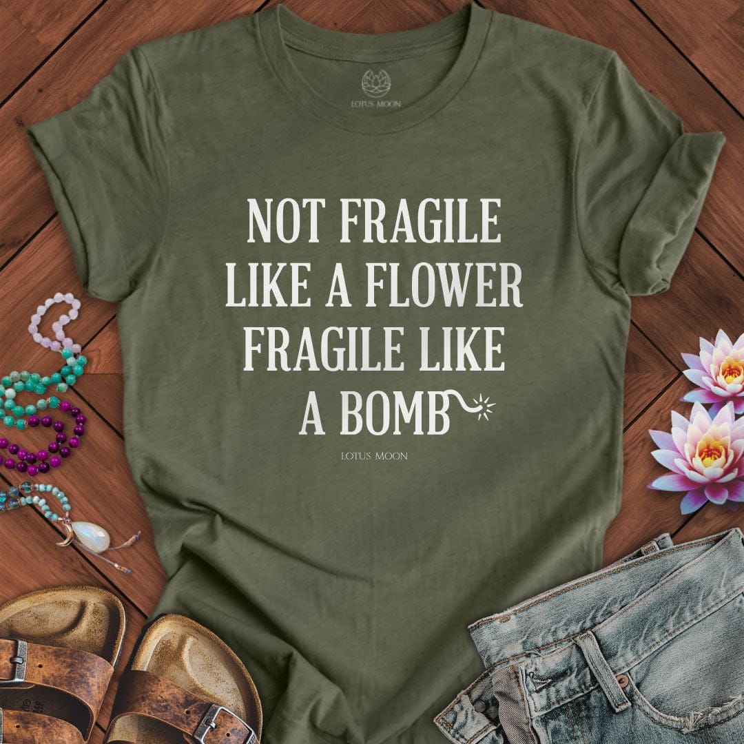 Fragile Tee Heather Military Green
