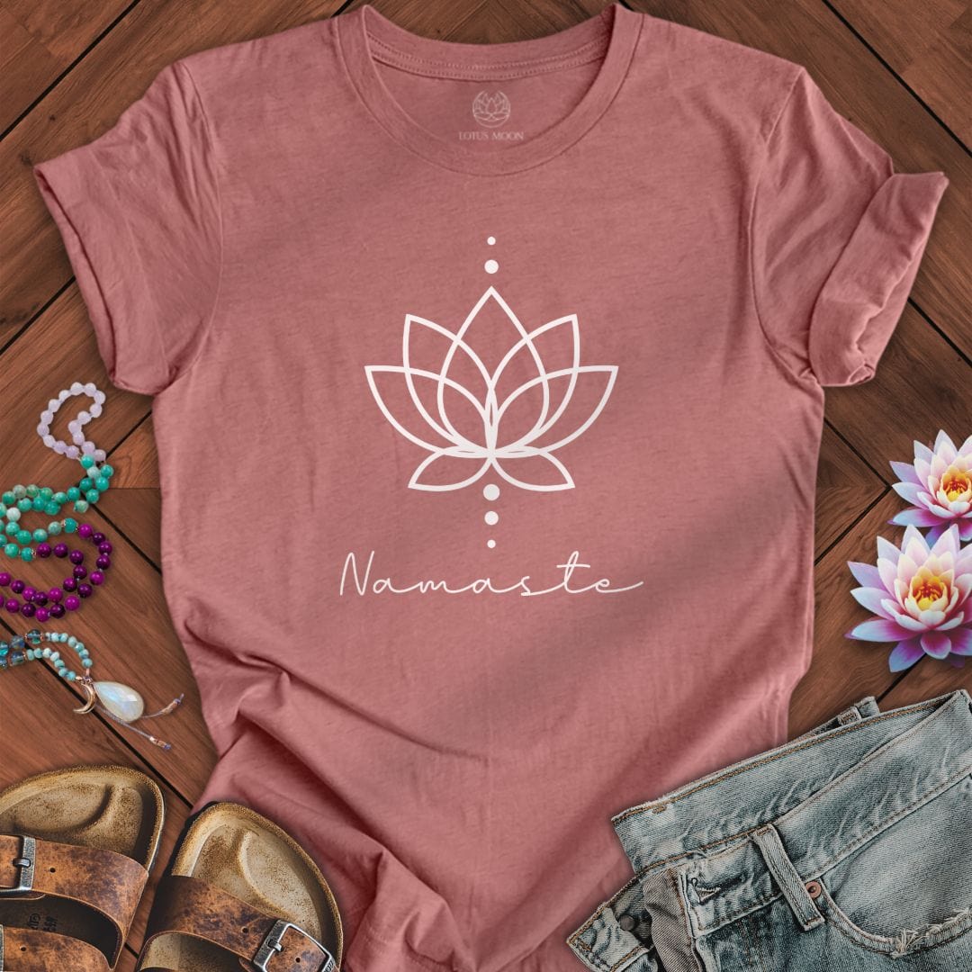 Geometric Namaste Lotus Tee Heather Mauve
