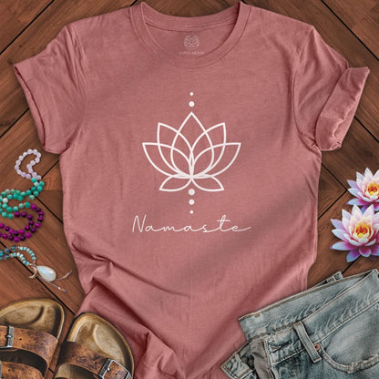 Geometric Namaste Lotus Tee Heather Mauve