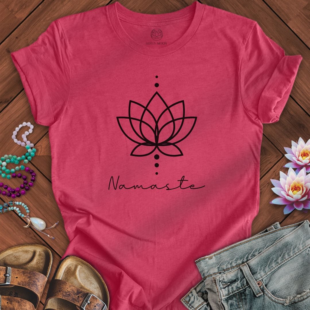 Geometric Namaste Lotus Tee Heather Raspberry