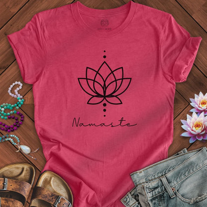 Geometric Namaste Lotus Tee Heather Raspberry