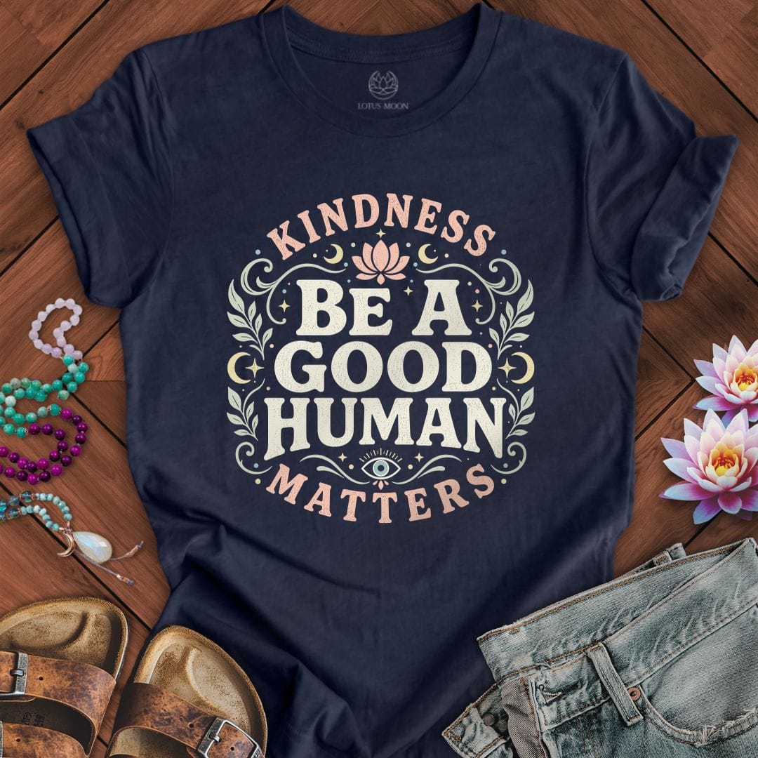 Printify T-Shirt Good Human Tee Heather Midnight Navy / S
