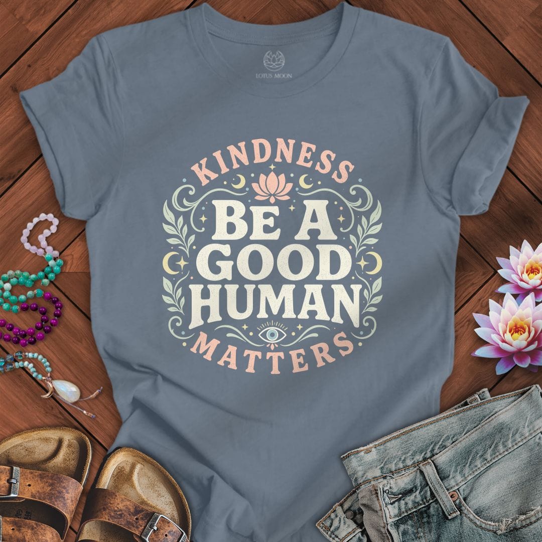 Printify T-Shirt Good Human Tee Steel Blue / S