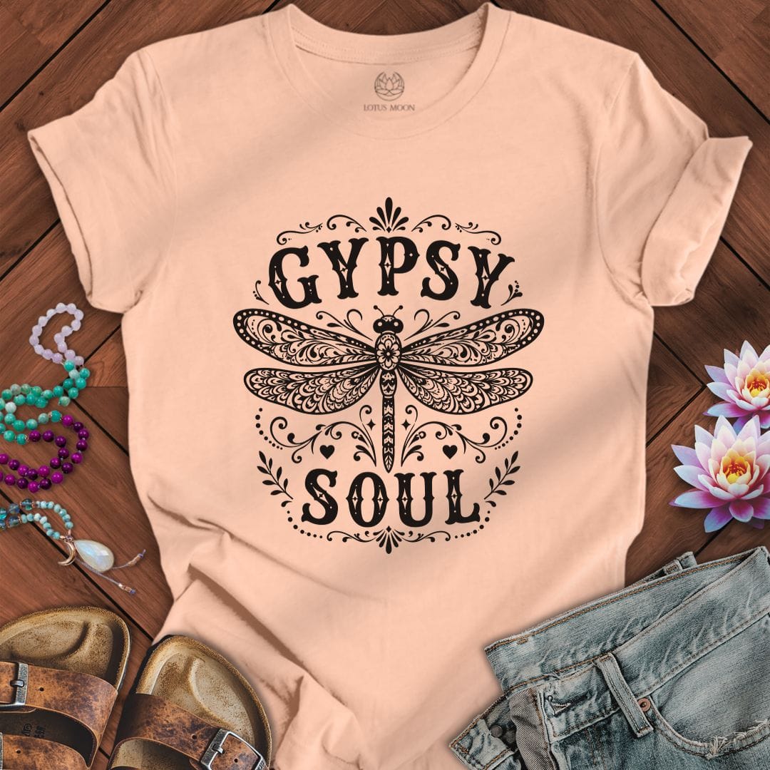 Printify T-Shirt Gypsy Dragonfly Tee Peach / S