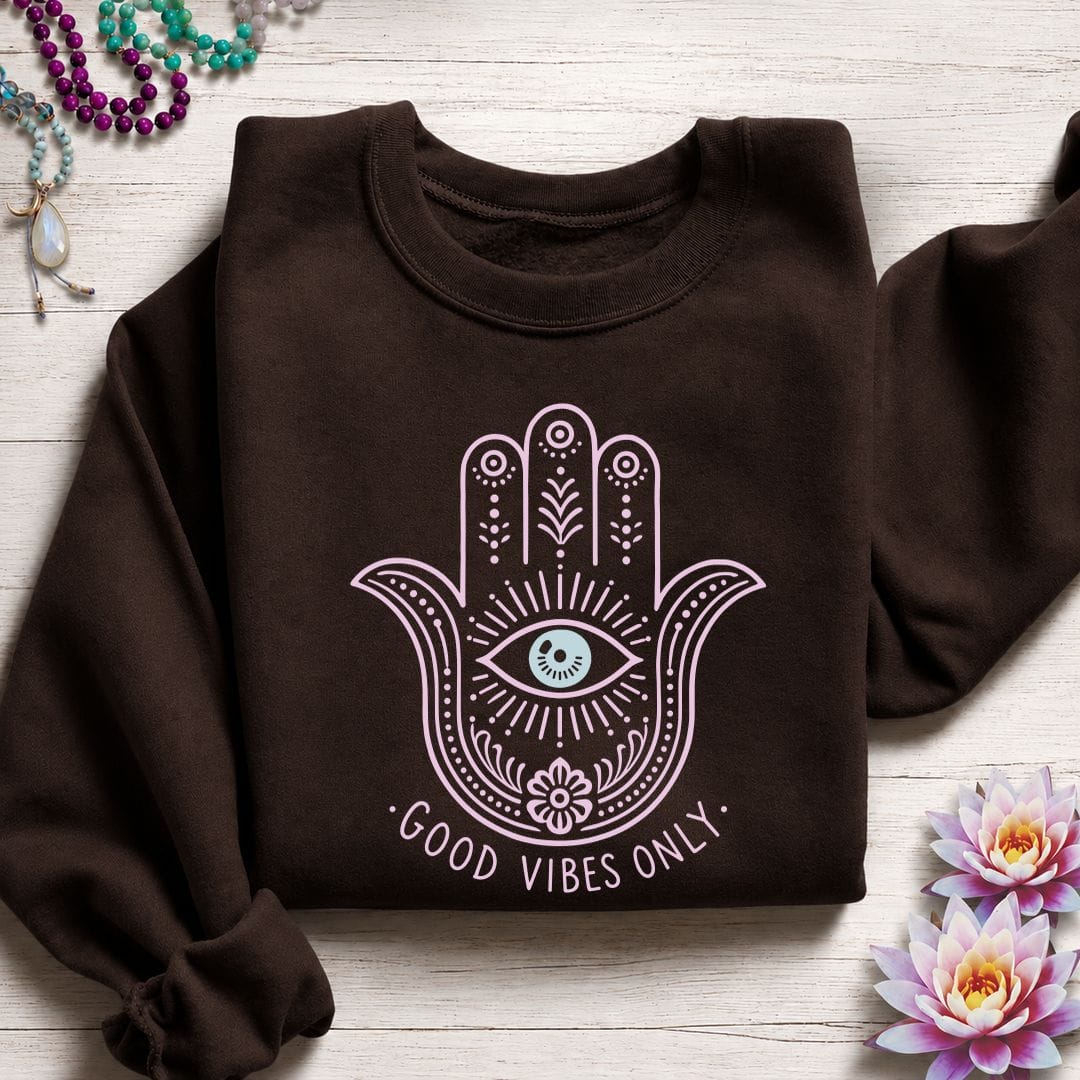 Hamsa Vibes Sweatshirt Dark Chocolate