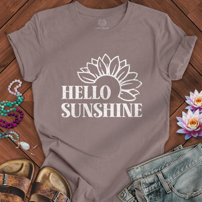 Hello Sunshine Tee Pebble Brown