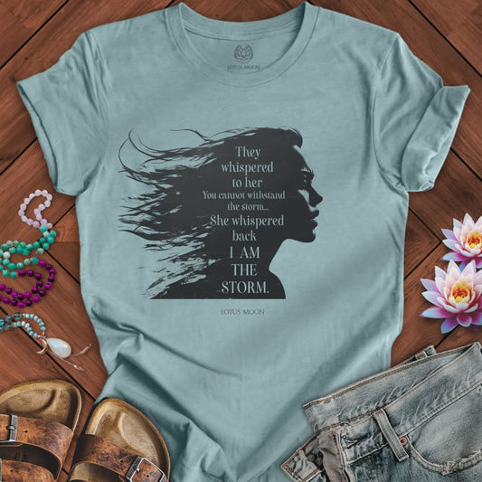 I Am The Storm Tee Heather Blue Lagoon