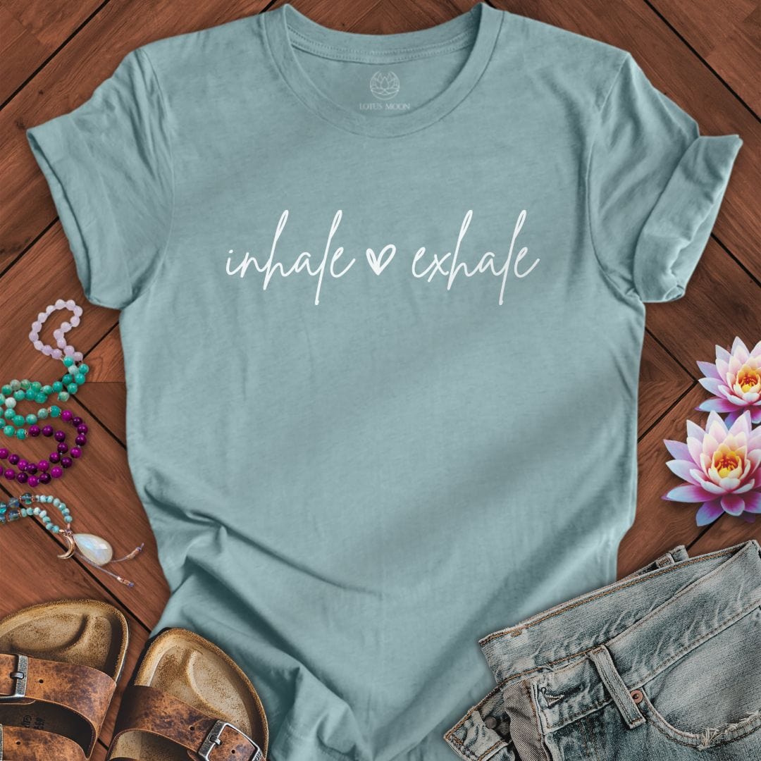 Inhale Exhale Tee Heather Blue Lagoon