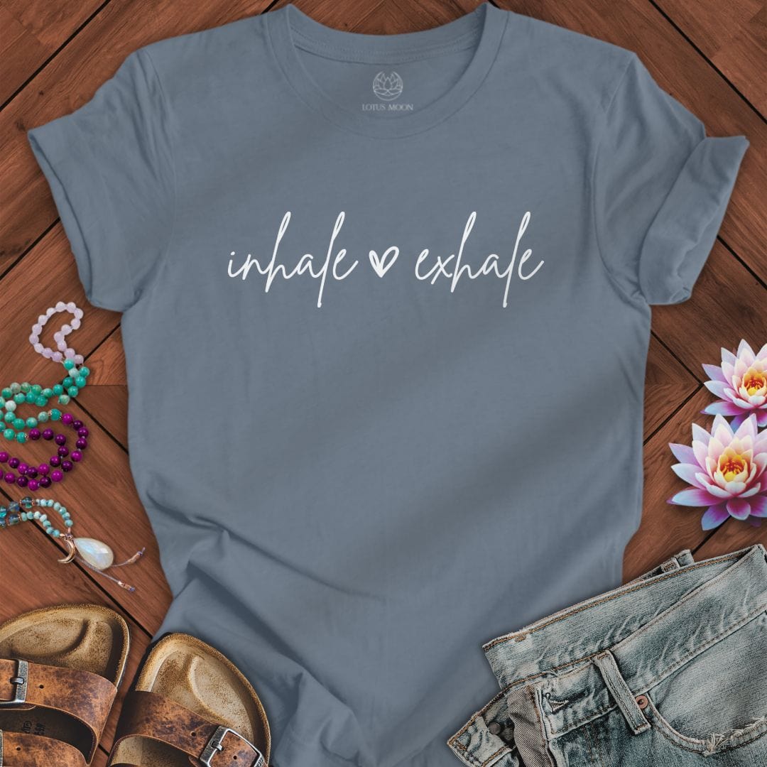 Inhale Exhale Tee Steel Blue