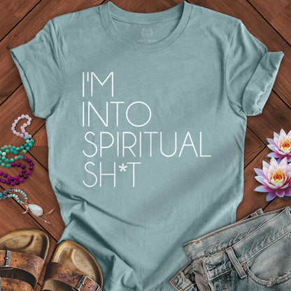 Into Spiritual Shit Tee Heather Blue Lagoon