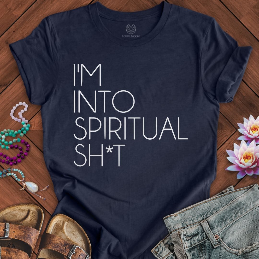Into Spiritual Shit Tee Heather Midnight Navy