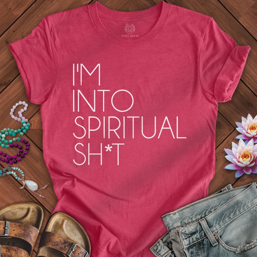 Into Spiritual Shit Tee Heather Raspberry