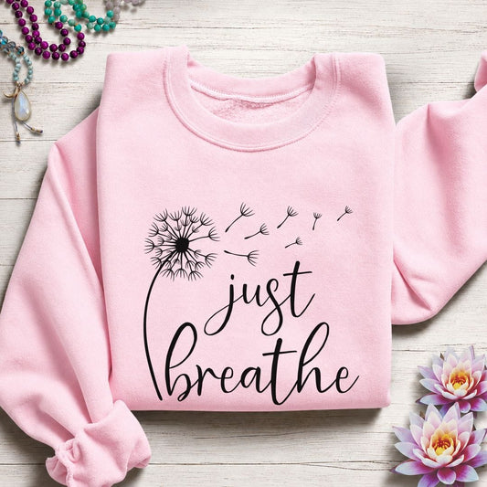 Just Breathe Dandelion Sweatshirt Light Pink