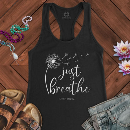 Just Breathe Dandelion Tank Solid Black