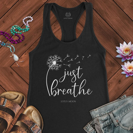 Just Breathe Dandelion Tank Solid Black