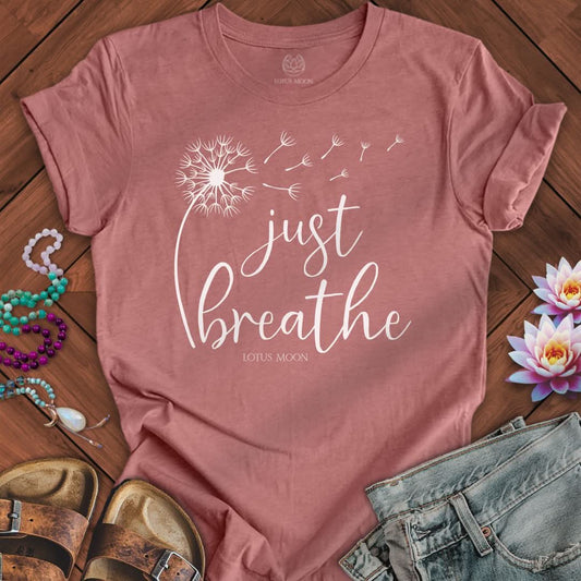 Just Breathe Dandelion Tee Heather Mauve