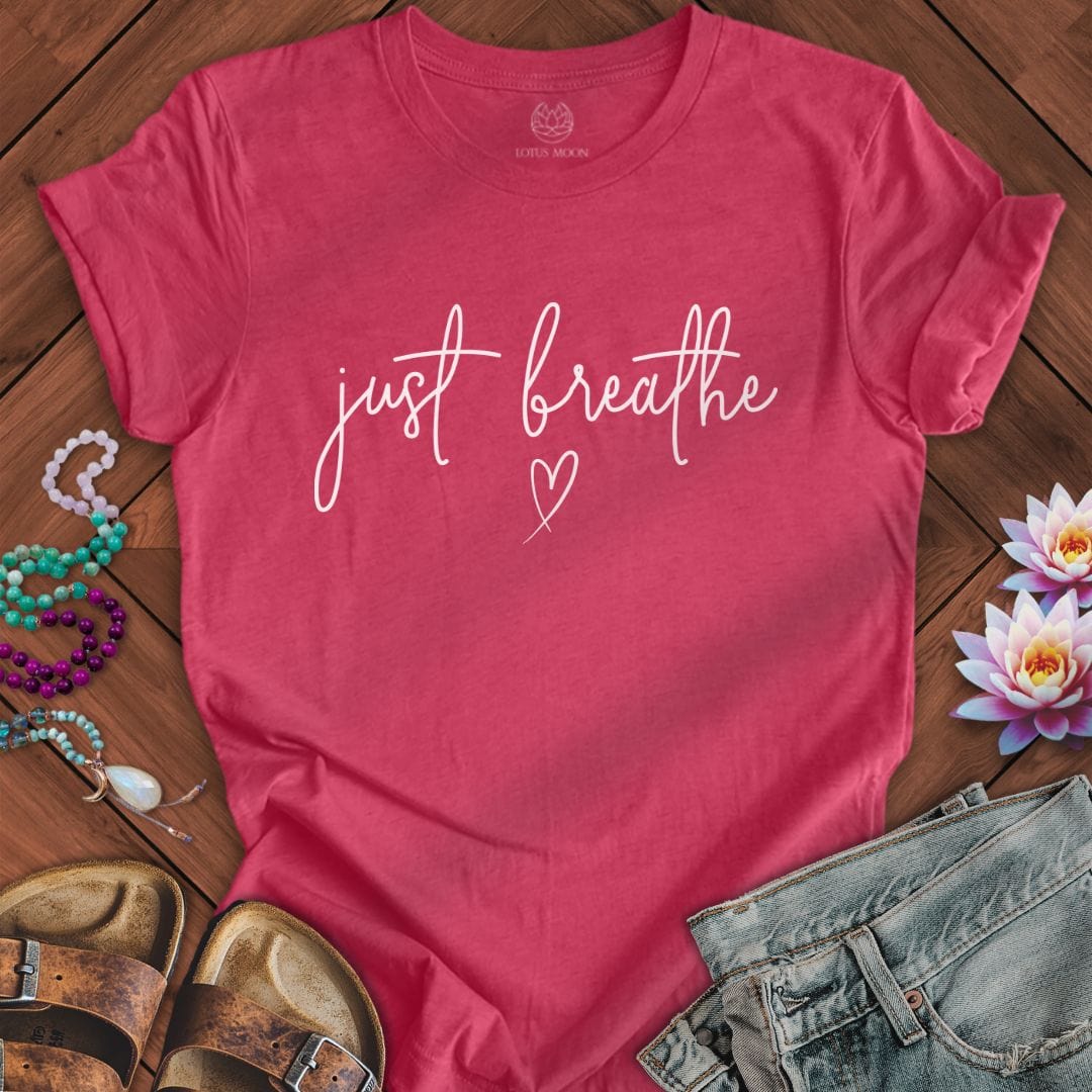 Just Breathe Tee Heather Raspberry