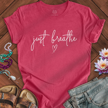 Just Breathe Tee Heather Raspberry