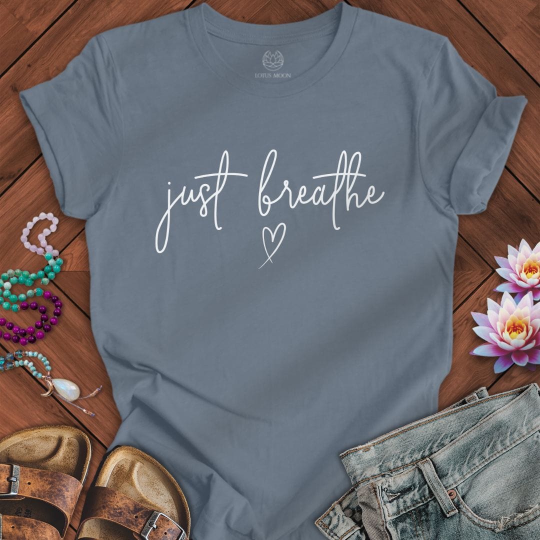 Just Breathe Tee Steel Blue