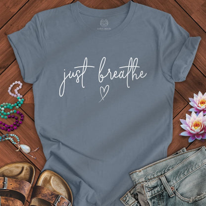 Just Breathe Tee Steel Blue