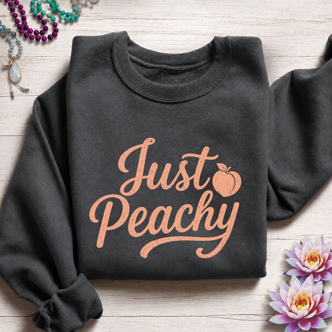 Printify Sweatshirt Just Peachy Sweatshirt Dark Heather / S