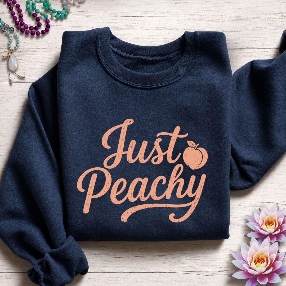 Printify Sweatshirt Just Peachy Sweatshirt Navy / S