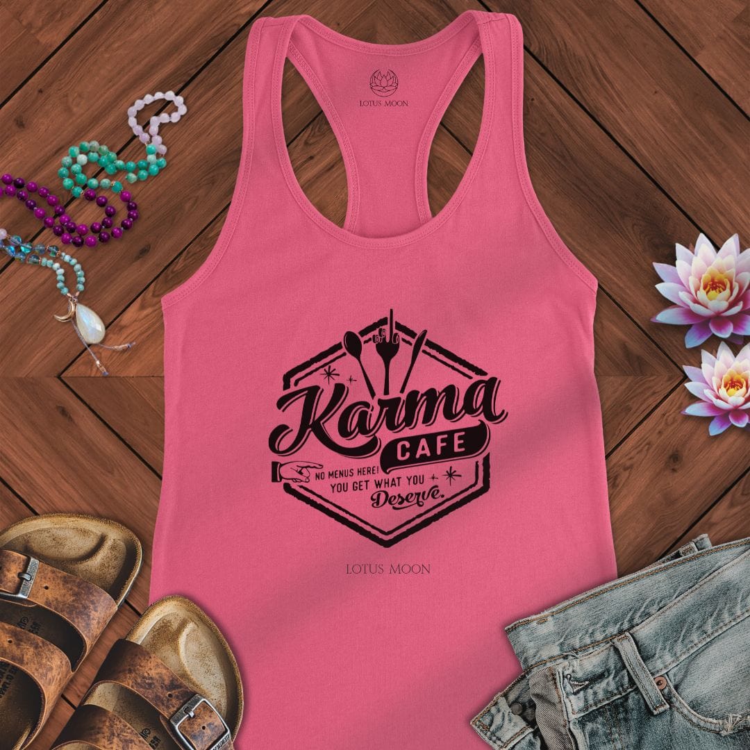 Karma Cafe Tank Solid Hot Pink