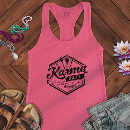 Karma Cafe Tank Solid Hot Pink