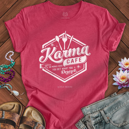 Karma Cafe Tee Heather Raspberry