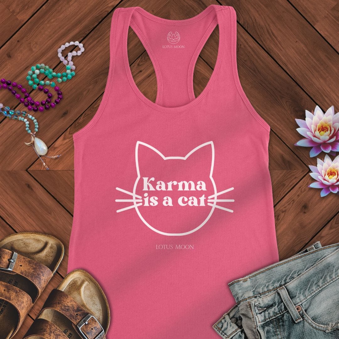 Karma is a Cat Tank Solid Hot Pink