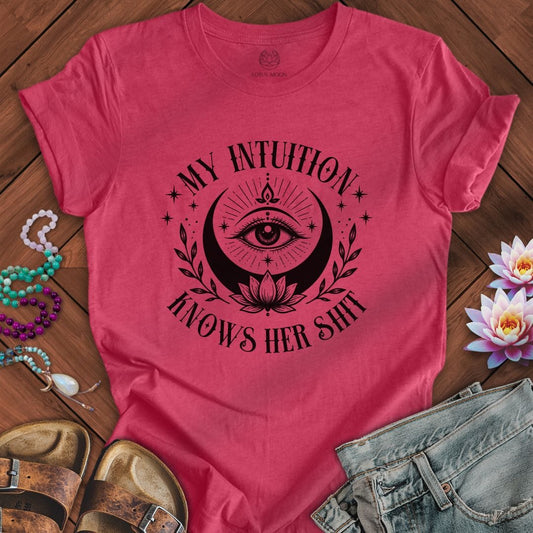 Knows Her Shit Tee Heather Raspberry