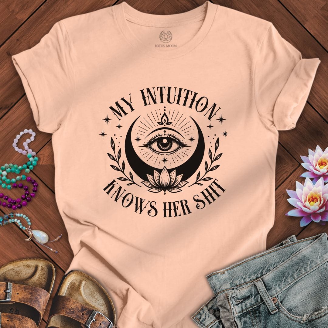 Printify T-Shirt Knows Her Shit Tee Peach / S