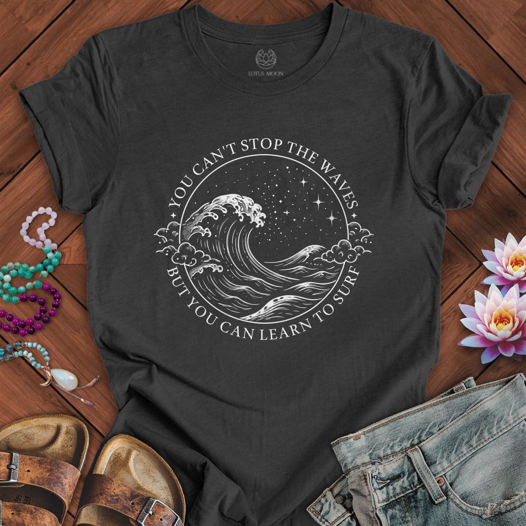 Printify T-Shirt Learn To Surf Tee Dark Grey Heather / S