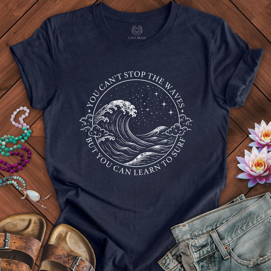 Learn To Surf Tee Heather Midnight Navy