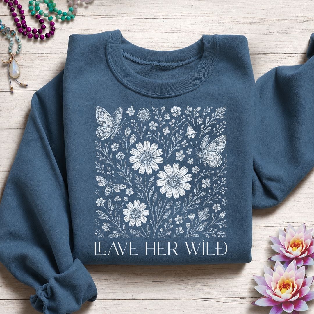 Leave Her Wild Graphic Sweatshirt Indigo Blue